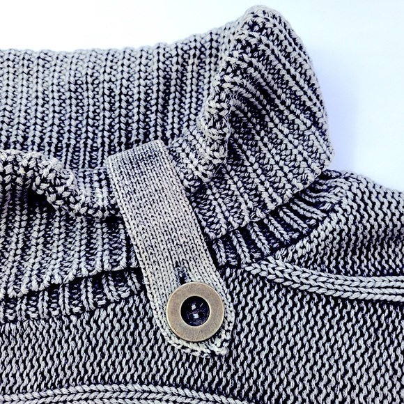 *Nine West* Black Gray Mineral Wash Chunky Turtleneck Cable Knit Sweater, Med. - Picture 2 of 16